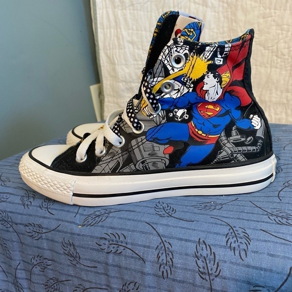 Converse X DC comics Superman double laced high top sneakers women’s 6 - Picture 4 of 8